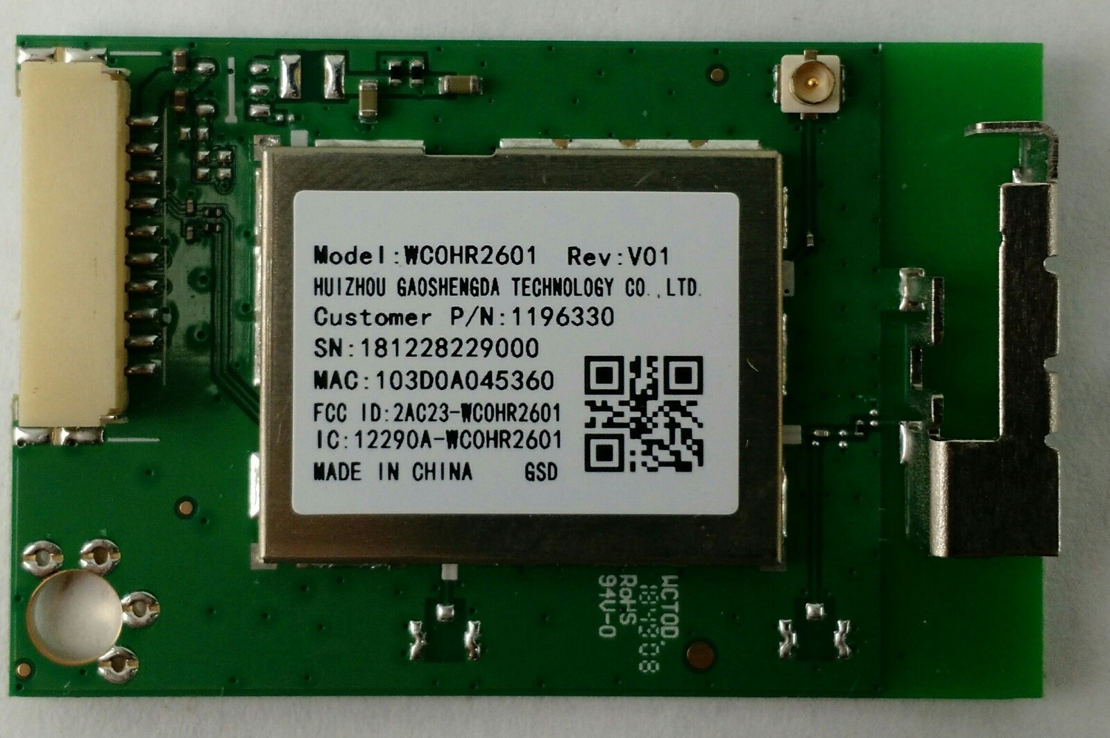 Hisense WC0HR2601 WIFI Module Board for 32H4030F1 TV