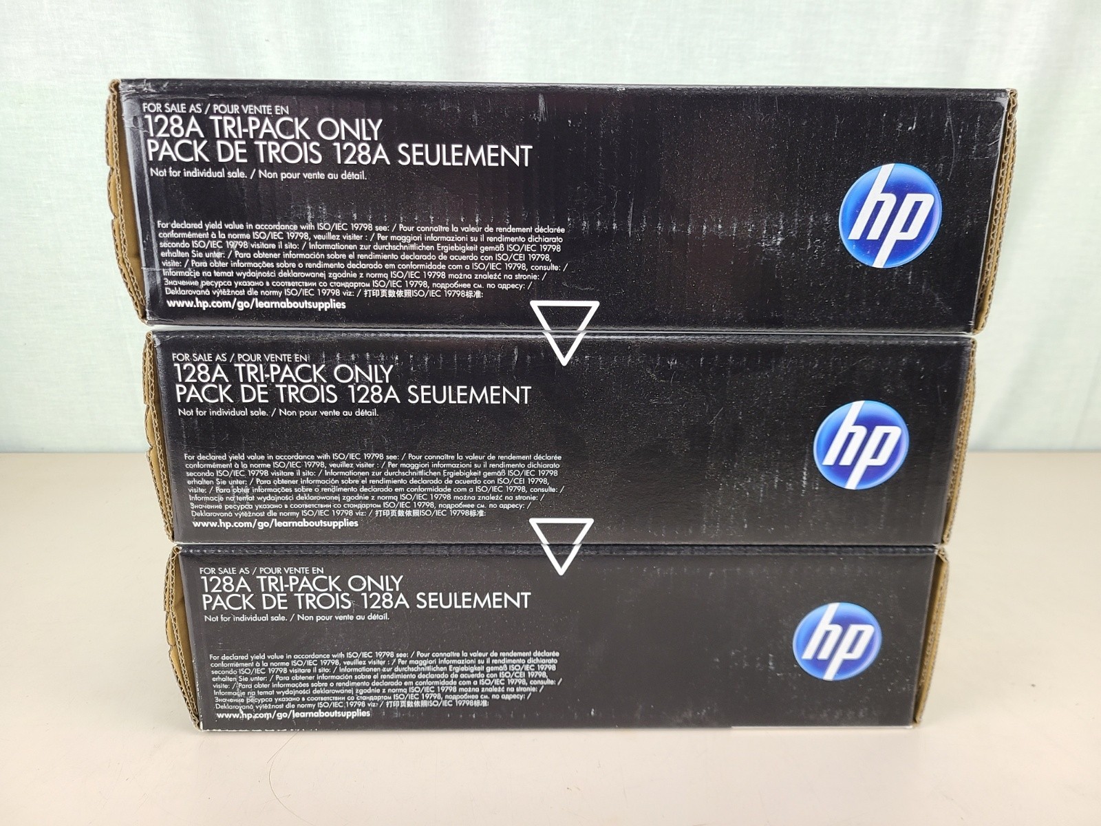New HP 128A Tri-pack OEM Toners Cyan Magenta Yellow CE321A CE322A CE323A SEALED