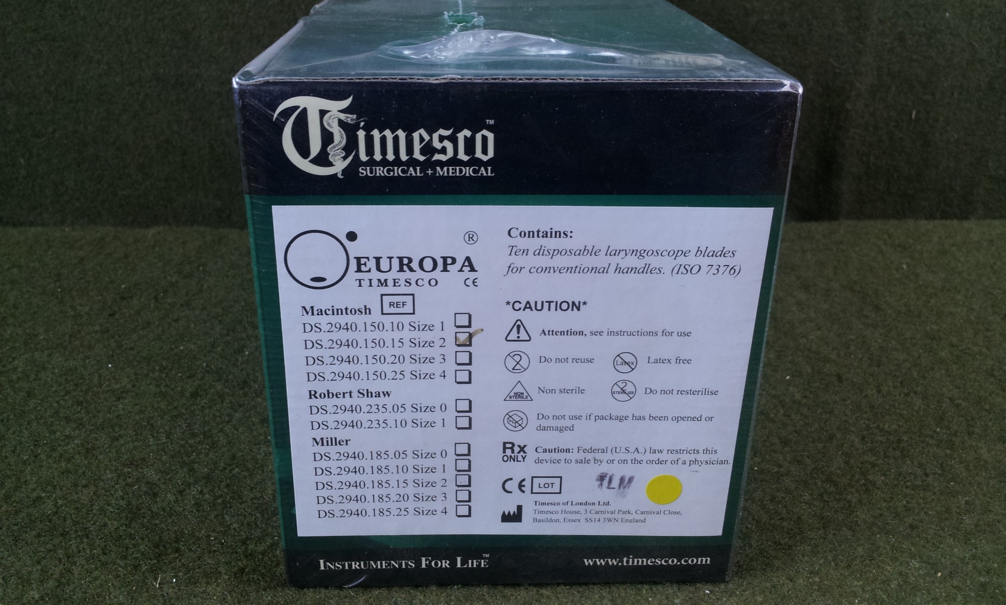 EUROPA Timesco DS.2940.150.15 Mac Size 2 Disposable Laryngospoce Blades 
