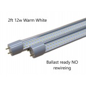 2FT LED Tube Light Lamp T8 24" Inch 12W 2700k Warm White Plug n Play 2pack