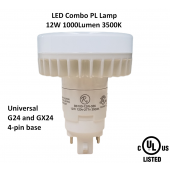 Reliance 12W LED PL Combo Lamp 3500K Universal G24, GX24 4-pin Base 1000 Lumen